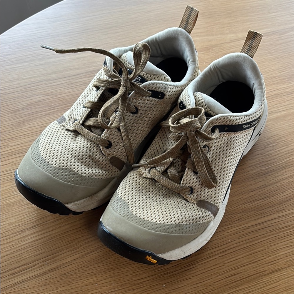 Beige and Brown Athletic Sneakers